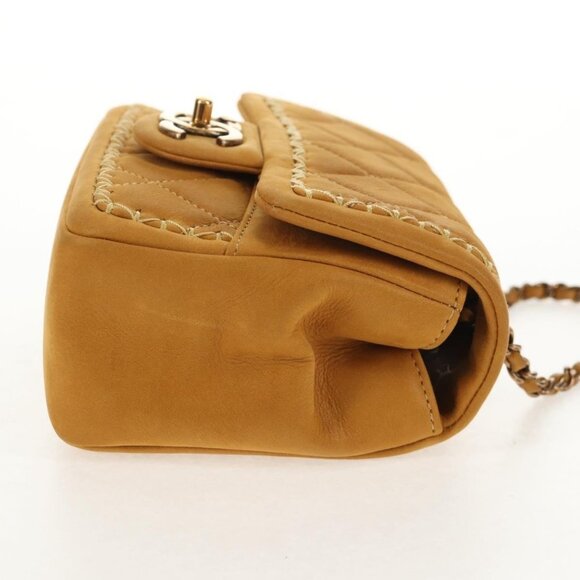 CHANEL Chain Shoulder Bag Suede Yellow Gold CC Auth 145362A - Picture 5 of 16